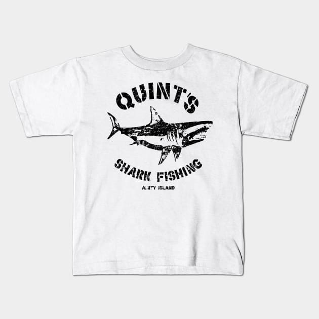 Quint's Shark Fishing Kids T-Shirt by VEKTORKITA